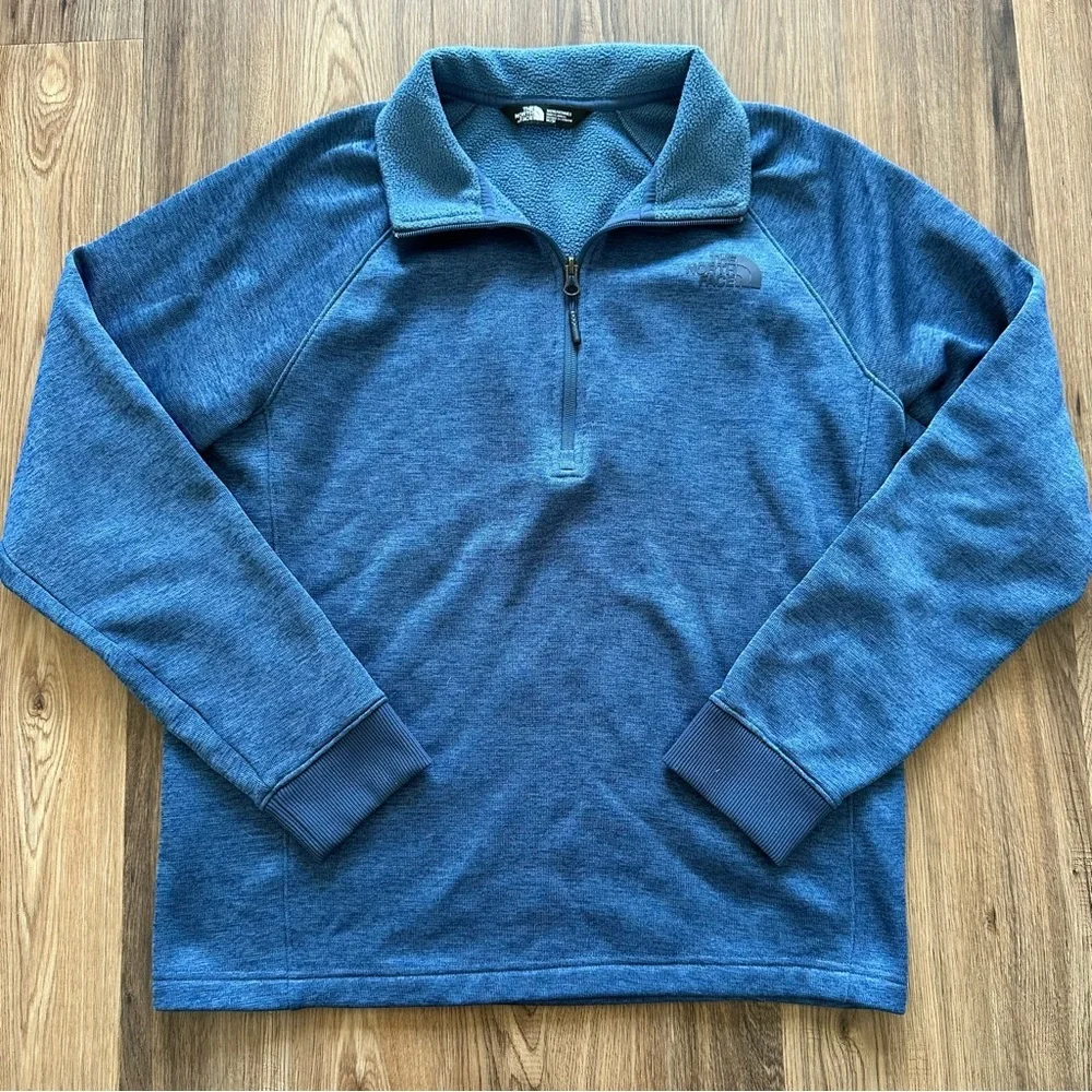 The North Face Mens 1/4 Zip Long Sleeve Fleece Pullover Medium Blue Jacket Fall